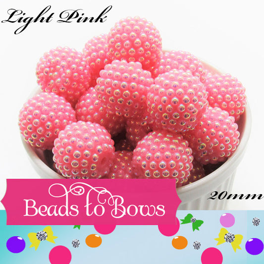 20mm Pink Rhinestone Pearl Beads - Elegant Bubblegum Pearls, Chunky Bead Supply