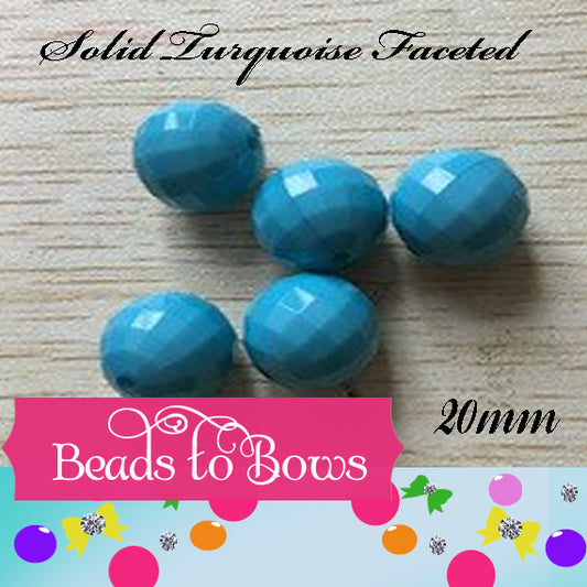 Faceted 20mm Turquoise Disco Bubblegum Beads