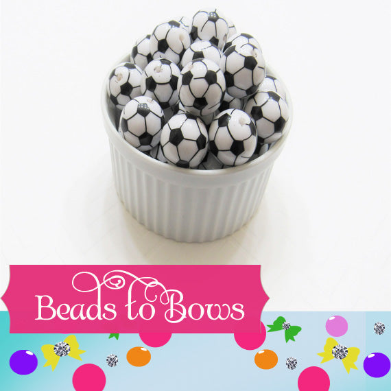 20mm Soccer Ball Beads - Sports Chunky Necklace Beads