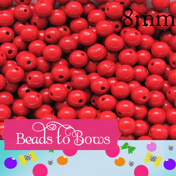 8mm Chunky Red Bead, Bubblegum Beads, Acrylic Beads, Gumball beads
