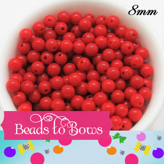 8mm Chunky Red Bead, Bubblegum Beads, Acrylic Beads, Gumball beads