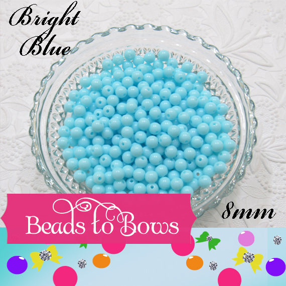 100ct 8mm Light Blue, Acrylic Beads, Gumball Beads, Bubblegum Beads