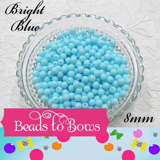 100ct 8mm Light Blue, Acrylic Beads, Gumball Beads, Bubblegum Beads