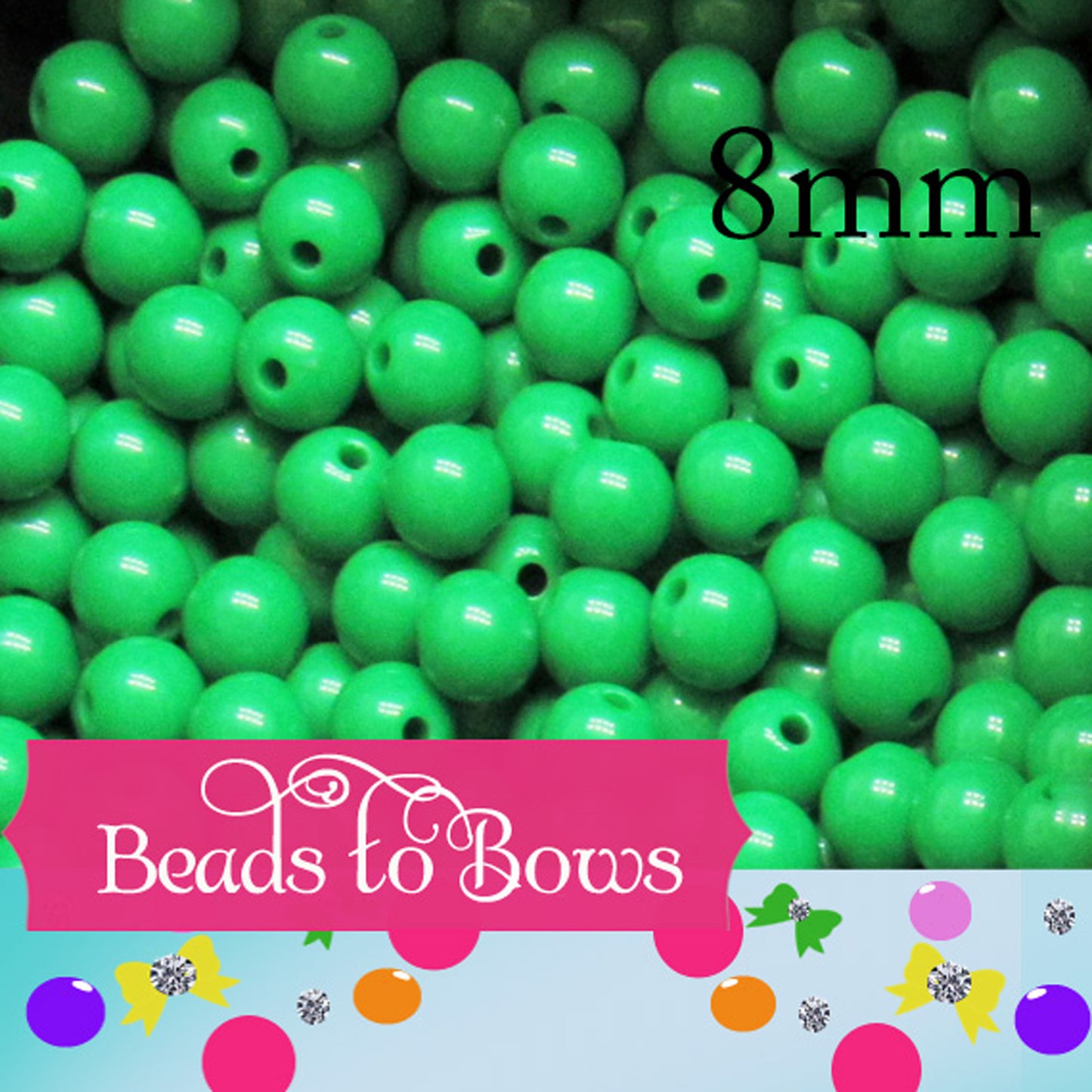 8mm Green Bubblegum Beads,  Gumball Beads,  Round Acrylic Beads, Chunky Bubblegum Supply Bead, Gumball Beads, Bubblegum Beads, Chunky Beads