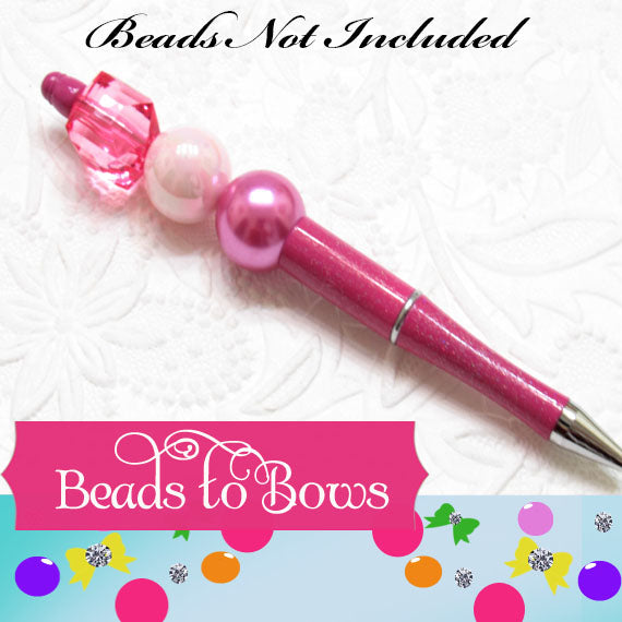 Beadable Pen Blanks, 3 for 5.00 DIY Bubblegum Beadable Pen Blanks, Mint Shimmer Beadable Pen, DIY Plastic Beadable Pens, Black Ink