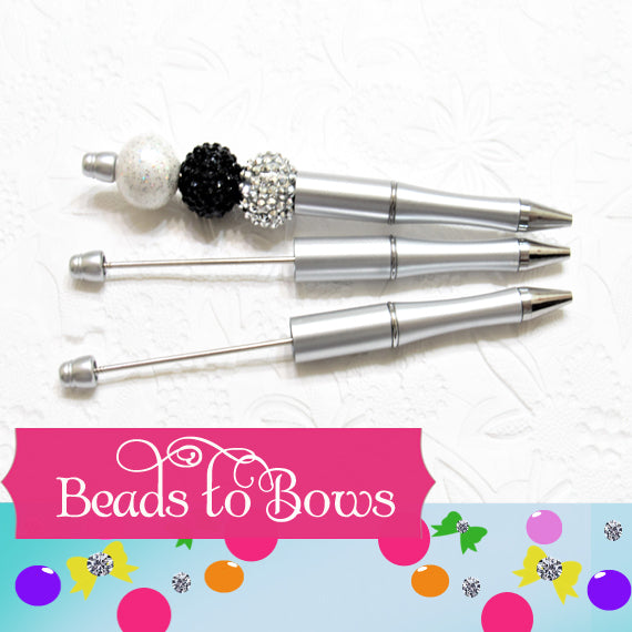 Beadable Pen Blanks, 3 for 5.00 DIY Bubblegum Beadable Pen Blanks, Mint Shimmer Beadable Pen, DIY Plastic Beadable Pens, Black Ink