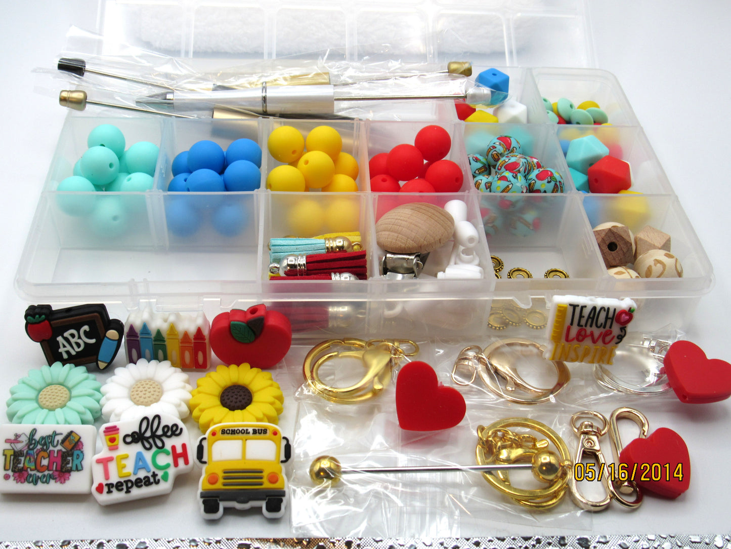 15mm School Teacher Theme Beads in a Box