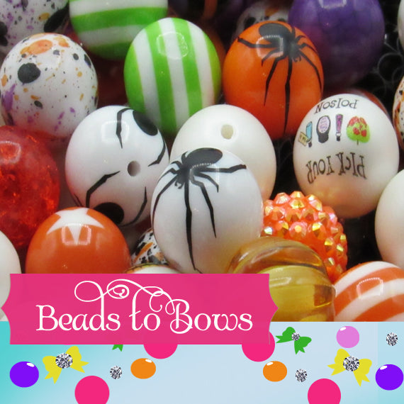 New 20mm Halloween Mix Bubblegum Beads, Black, Orange, Purple, Mixed Gumball Beads, Beadable Pen Mix, Halloween Beads
