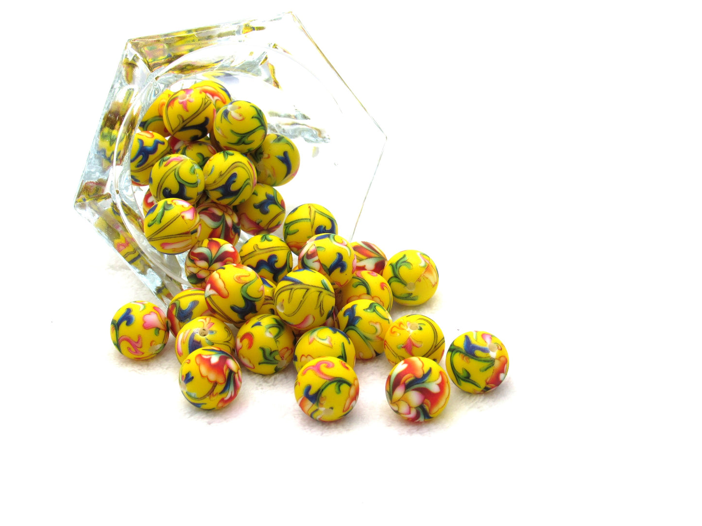 15mm Colorful Vine Print Silicone Beads - Food Grade Printed Beads for Keychains & Jewelry