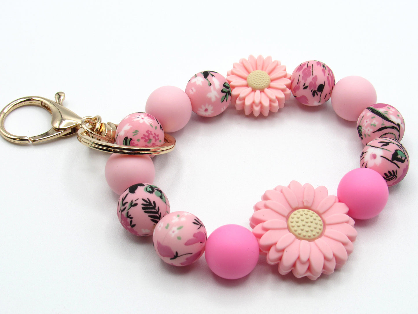 15mm Pretty in Pink Silicone Beads | Printed Food Grade Beads for Wristlets, Pens & Keychains