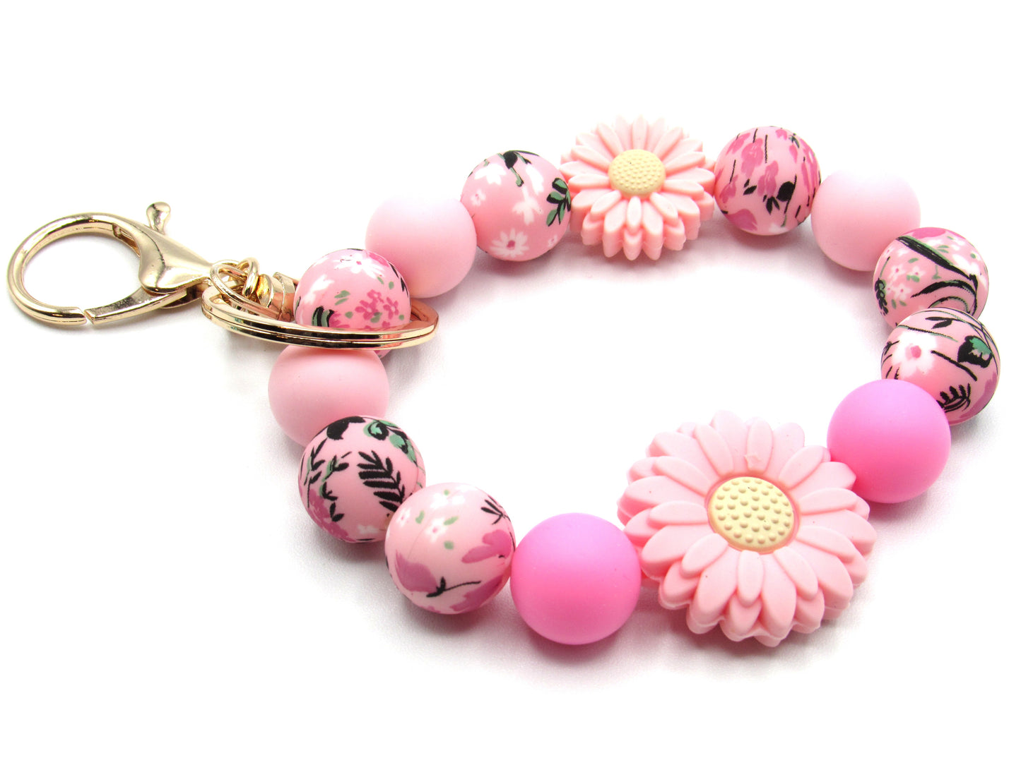 15mm Pretty in Pink Silicone Beads | Printed Food Grade Beads for Wristlets, Pens & Keychains