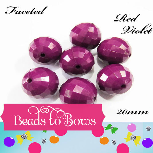 Faceted 20mm Red Violet Disco Bubblegum Beads
