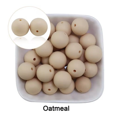 15mm Oatmeal Silicone Beads - Food Grade Round Beads for Keychains & Jewelry