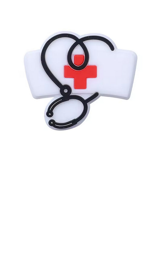 Silicone focal beads 2 Silicone Nurses Cap with Stethoscope Focal Bead, Pacifier bead, Teething Necklace Bead, Food Grade Silicone