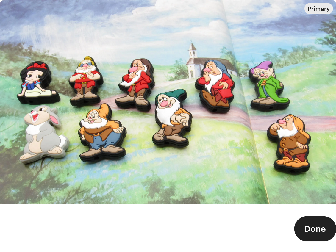 Silicone Snow Princess and the 7 Little People Focal Bead Set