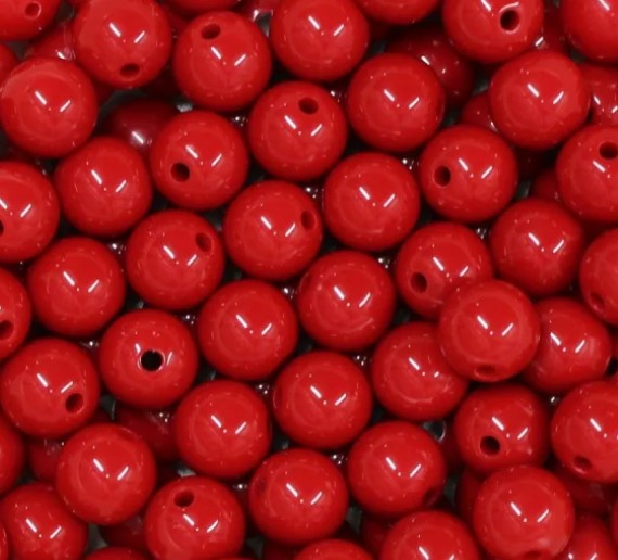 12mm Red Bubblegum Beads - 50 Pack  Bold Bright Red Beads 3.49