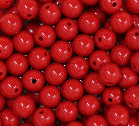 12mm Red Bubblegum Beads - 50 Pack  Bold Bright Red Beads 2.99