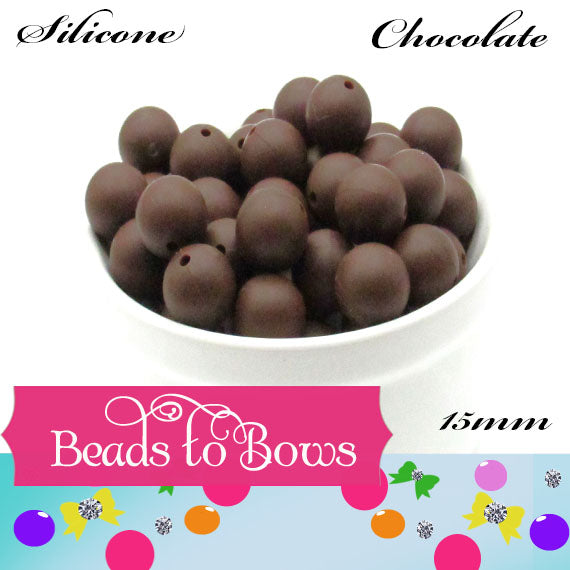 15mm Chocolate Silicone Beads - Food Grade Round Beads for Keychains & Jewelry