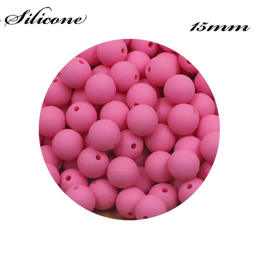 15mm Hot Pink Silicone Beads - Food Grade Round Beads for Keychains & Jewelry