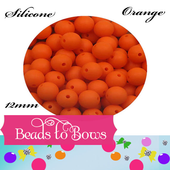 12mm Orange Silicone Beads - Food Grade Round Beads for Keychains & Jewelry