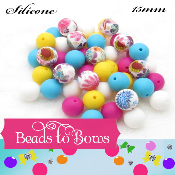 Silicone bead mix, 15mm Silicone Flower Maze Bead, For Key Chain Beaded Pens