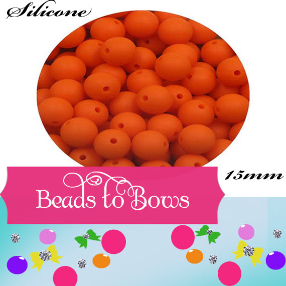 15mm Orange Silicone Beads - Food Grade Round Beads for Keychains & Jewelry