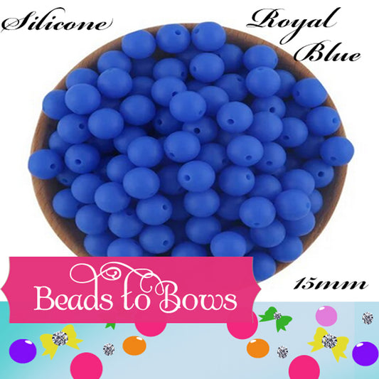 15mm Royal Blue Silicone Beads - Food Grade Round Beads for Keychains & Jewelry