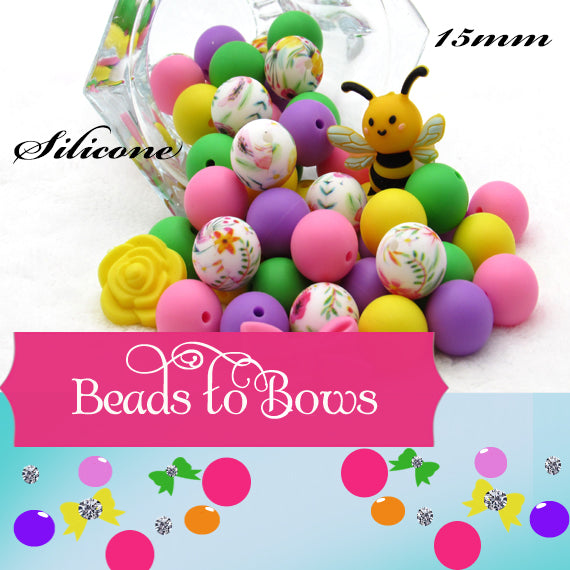 Silicone bead mix, Bee's in the garden bead mix, teething beads, food grade silicone