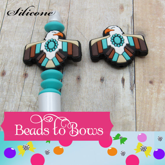 Silicone focal beads Indian Eagle Silicone Focal Bead, Teething Bead, Pacifier bead, Key Chain Ornament, Teething Necklace Bead, Food Grade Silicone