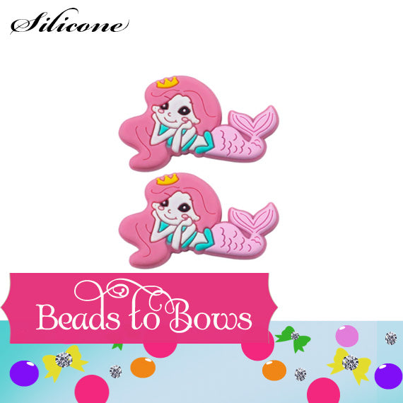 Silicone focal beads Pink Mermaid Silicone Focal Bead, Teething Bead, Pacifier bead, Key Chain Ornament, Necklace