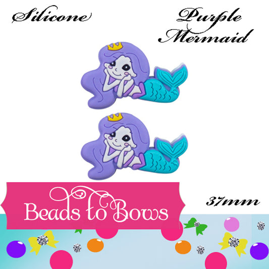 Silicone focal beads Purple Mermaid Silicone Focal Bead, Teething Bead, Pacifier bead, Key Chain Ornament, Necklace