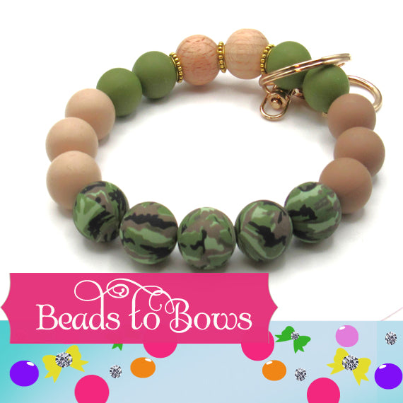 15mm Green Bean Silicone Beads - Food Grade Round Beads for Keychains & Jewelry