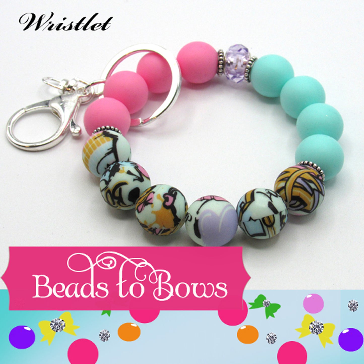 Silicone Key Ring, Key Chain, Moms Gift, Silicone Wristlet, Teacher Gift