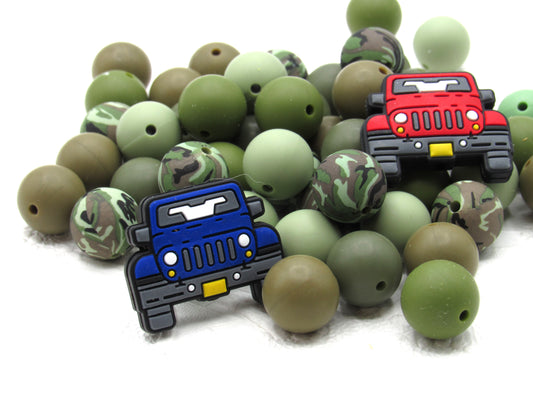 Silicone bead mix, a Mix of Camo and color coordinating silicone beads