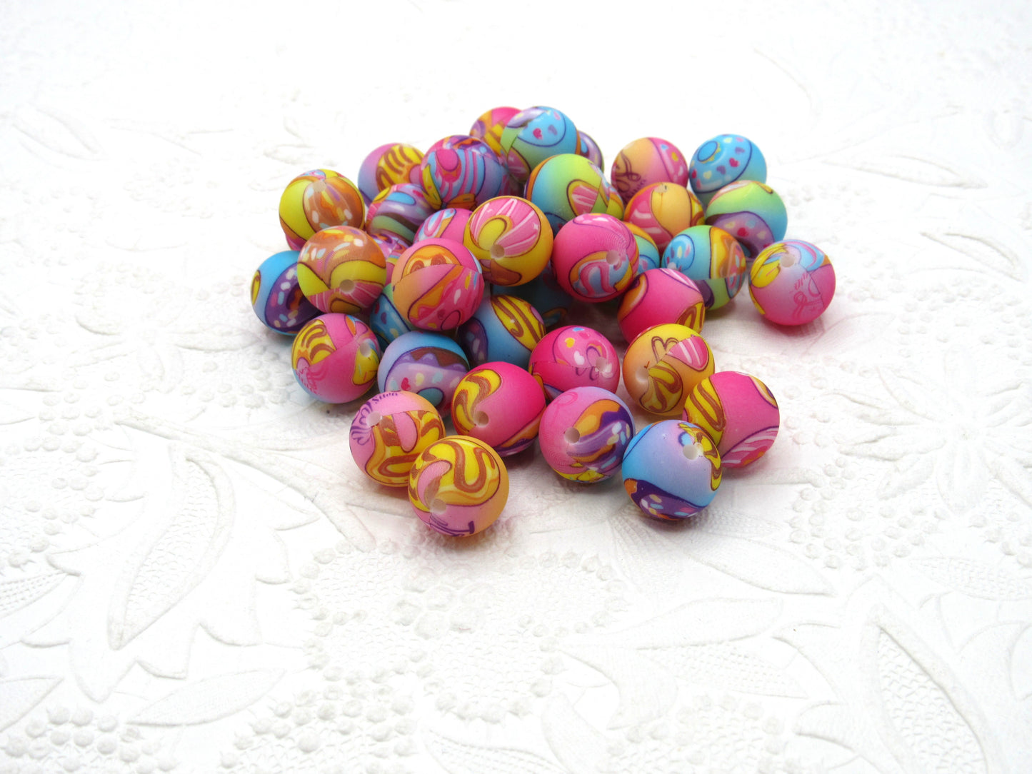 15mm Caravan Print Silicone Beads - Food Grade Printed Beads for Keychains & Jewelry