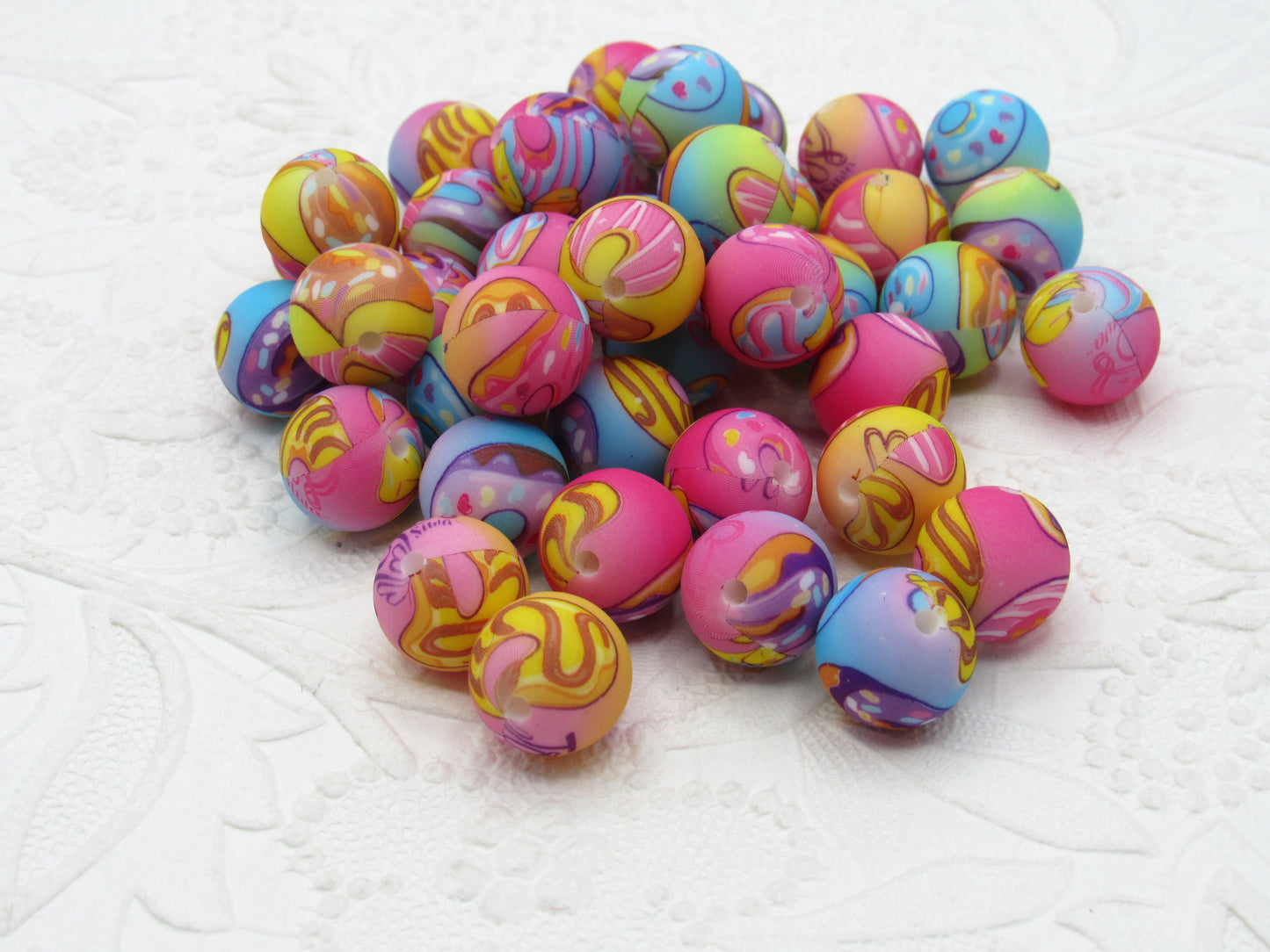 15mm Caravan Print Silicone Beads - Food Grade Printed Beads for Keychains & Jewelry