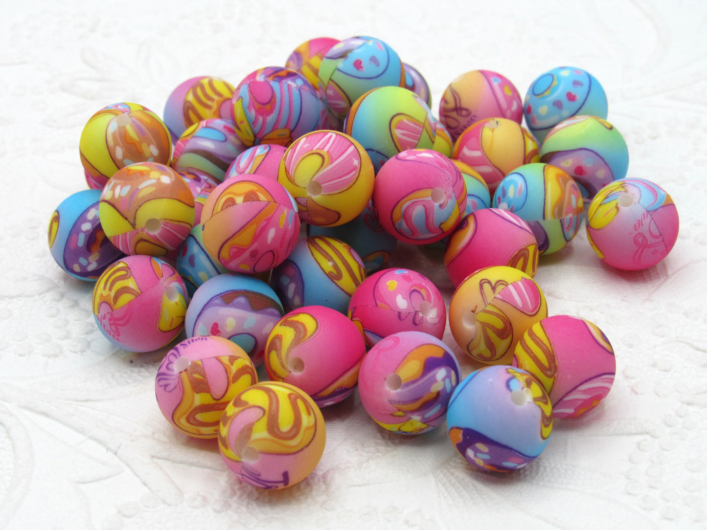 15mm Caravan Print Silicone Beads - Food Grade Printed Beads for Keychains & Jewelry