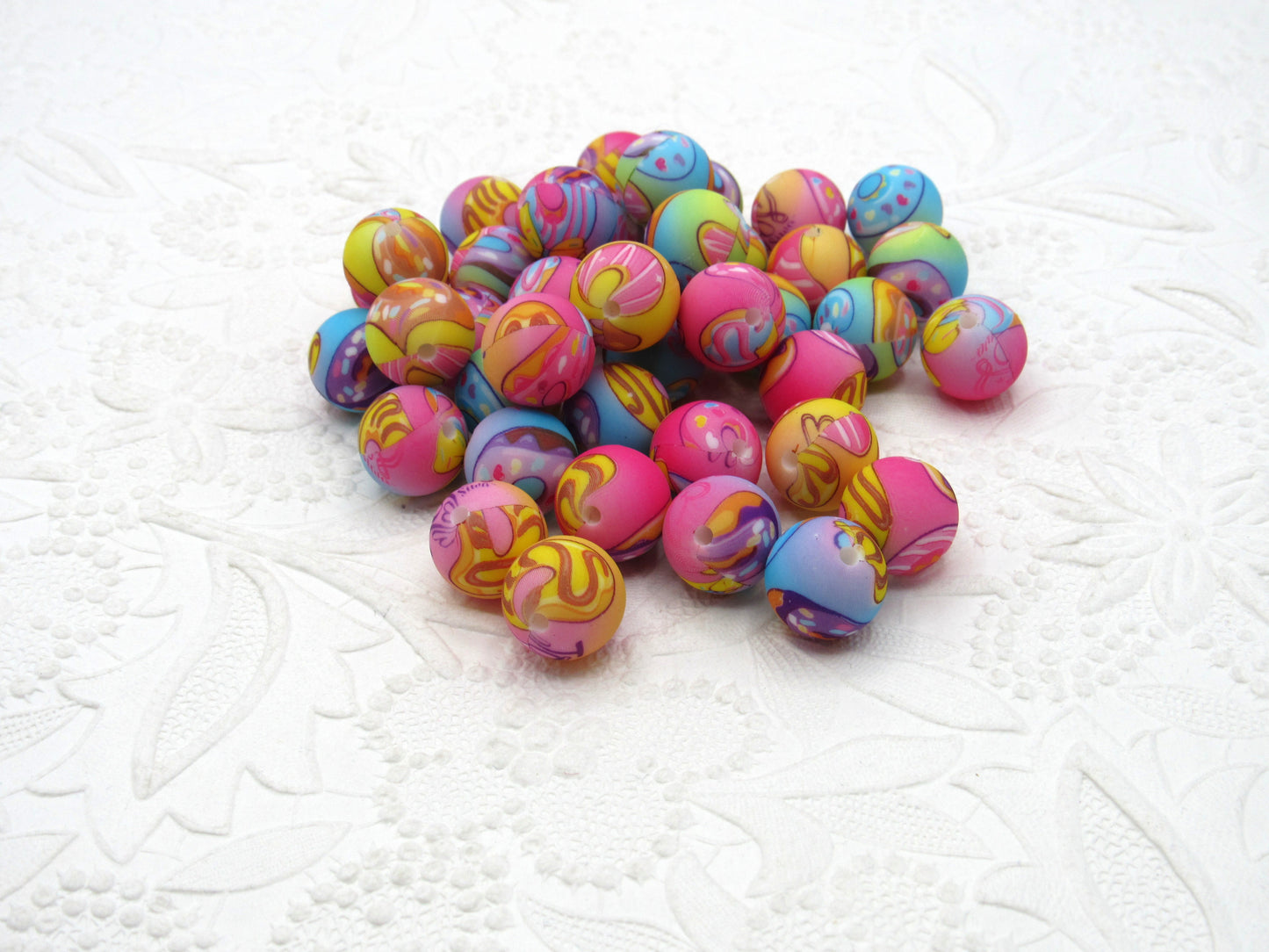 15mm Caravan Print Silicone Beads - Food Grade Printed Beads for Keychains & Jewelry
