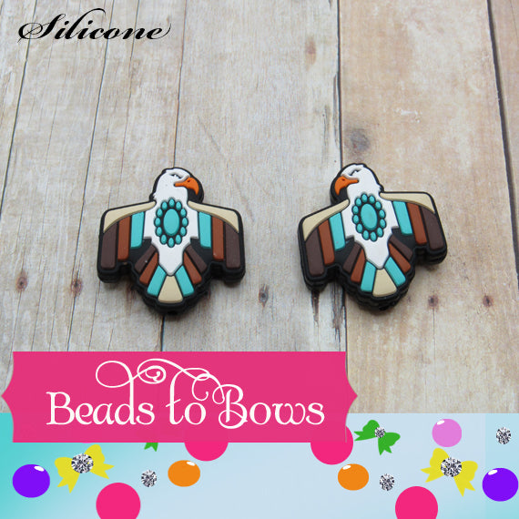 Silicone focal beads Indian Eagle Silicone Focal Bead, Teething Bead, Pacifier bead, Key Chain Ornament, Teething Necklace Bead, Food Grade Silicone