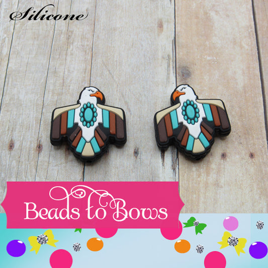 Silicone focal beads Indian Eagle Silicone Focal Bead, Teething Bead, Pacifier bead, Key Chain Ornament, Teething Necklace Bead, Food Grade Silicone