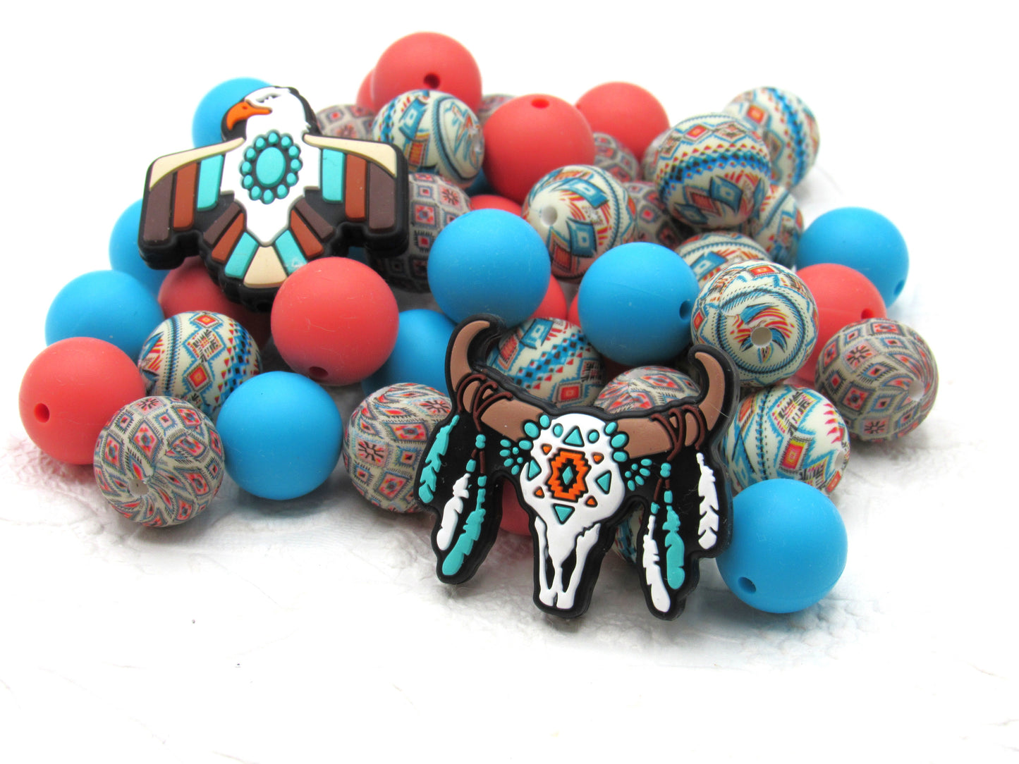 Silicone bead mix, Silicone 15mm Southwestern bead mix,