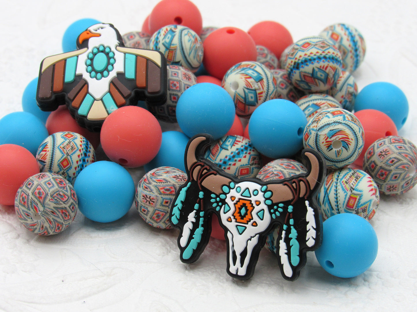 Silicone bead mix, Silicone 15mm Southwestern bead mix,