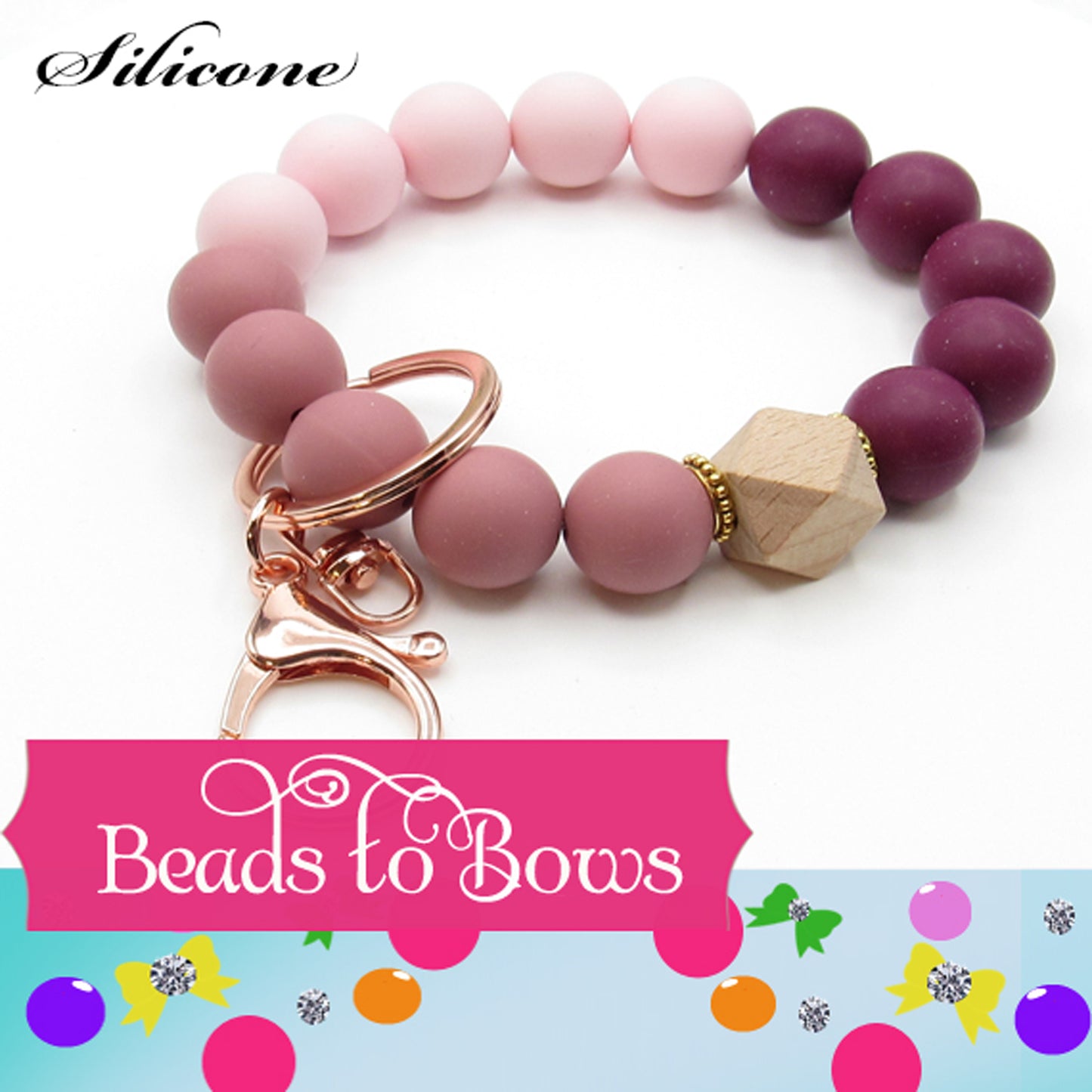 Silicone Key Ring, Key Chain, Moms Gift, Silicone Wristlet, Teacher Gift