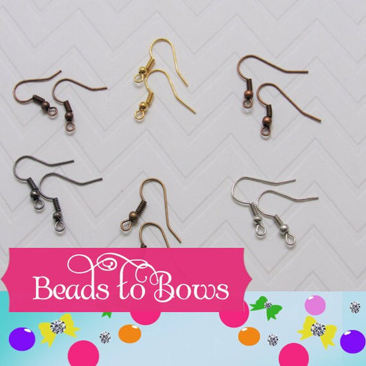 10pair Earring Hooks, Earring Wires, Gold, Platinum, Copper, Antique Copper, Antique Brass, Jewelry Findings, Supplies, Earring Wires