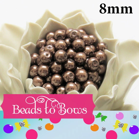 8mm Coffee Colored Faux Glass Pearls Bubblegum Pearl Chunky Pearl Coffee Bubblegum Gumball Pearl Bead 8mm Gumball Beads Bubblegum beads