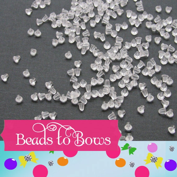 4mm X 4mm Ear Nuts, Plastic Earring Earnuts, Clear Soft Rubber, Cushions The Ear, Highly Effective In Preventing Loss Of Earrings, Findings