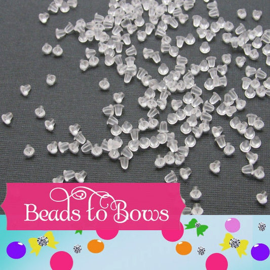 4mm X 4mm Ear Nuts, Plastic Earring Earnuts, Clear Soft Rubber, Cushions The Ear, Highly Effective In Preventing Loss Of Earrings, Findings