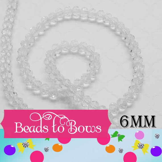 50 - 6mm X 4mm Crystal Clear Glass Beads, Imitate Austrian Crystal Beads, Faceted Rondelle Beads, Handmade Glass Beads, Jewelry Supply Beads