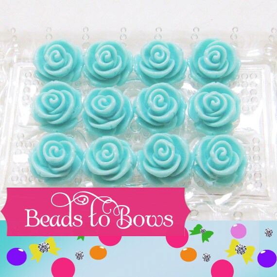 23mm Robins Egg Blue Rose Beads 23mm Chunky Rose Beads Bubblegum Rose Beads,Flatback Rose Beads, 2mm Hole Bracelet Rose Bead, Gum ball Rose