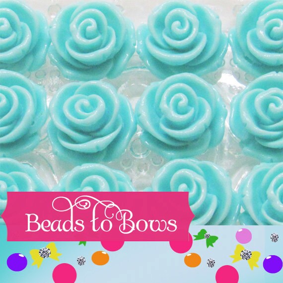 23mm Robins Egg Blue Rose Beads 23mm Chunky Rose Beads Bubblegum Rose Beads,Flatback Rose Beads, 2mm Hole Bracelet Rose Bead, Gum ball Rose